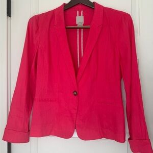 Moving Sale Halogen Hot Pink Linen Single-Button Blazer Jacket Size L